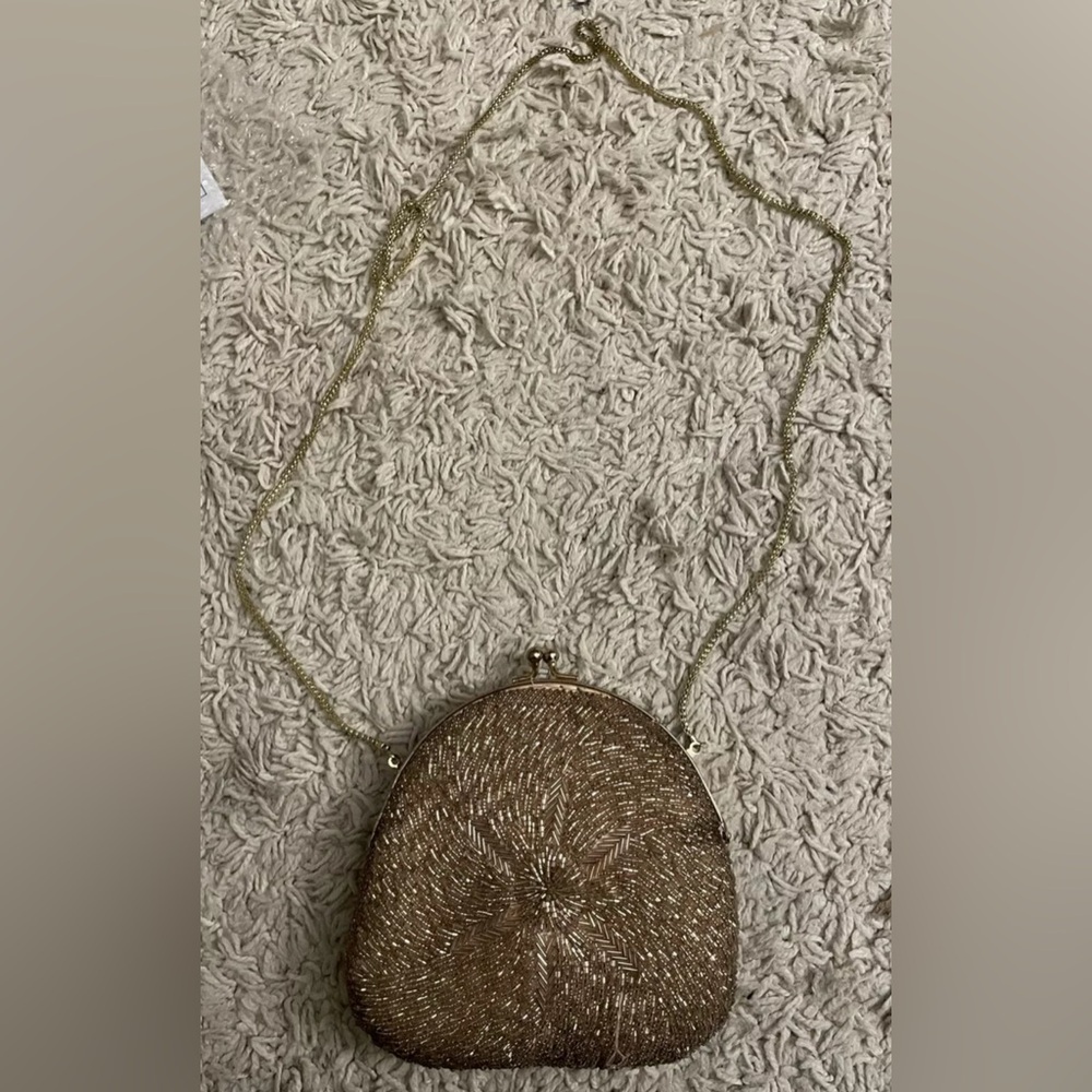 WALBORG Antique vintage ivory beaded small handmade purse bag Belgium circa 1960